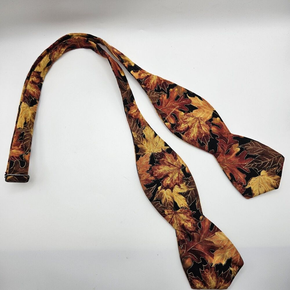 Beau Ties LTD. of Vermont Autumn Fall Leaves Orange Brown Bowtie 42x2 3/8"